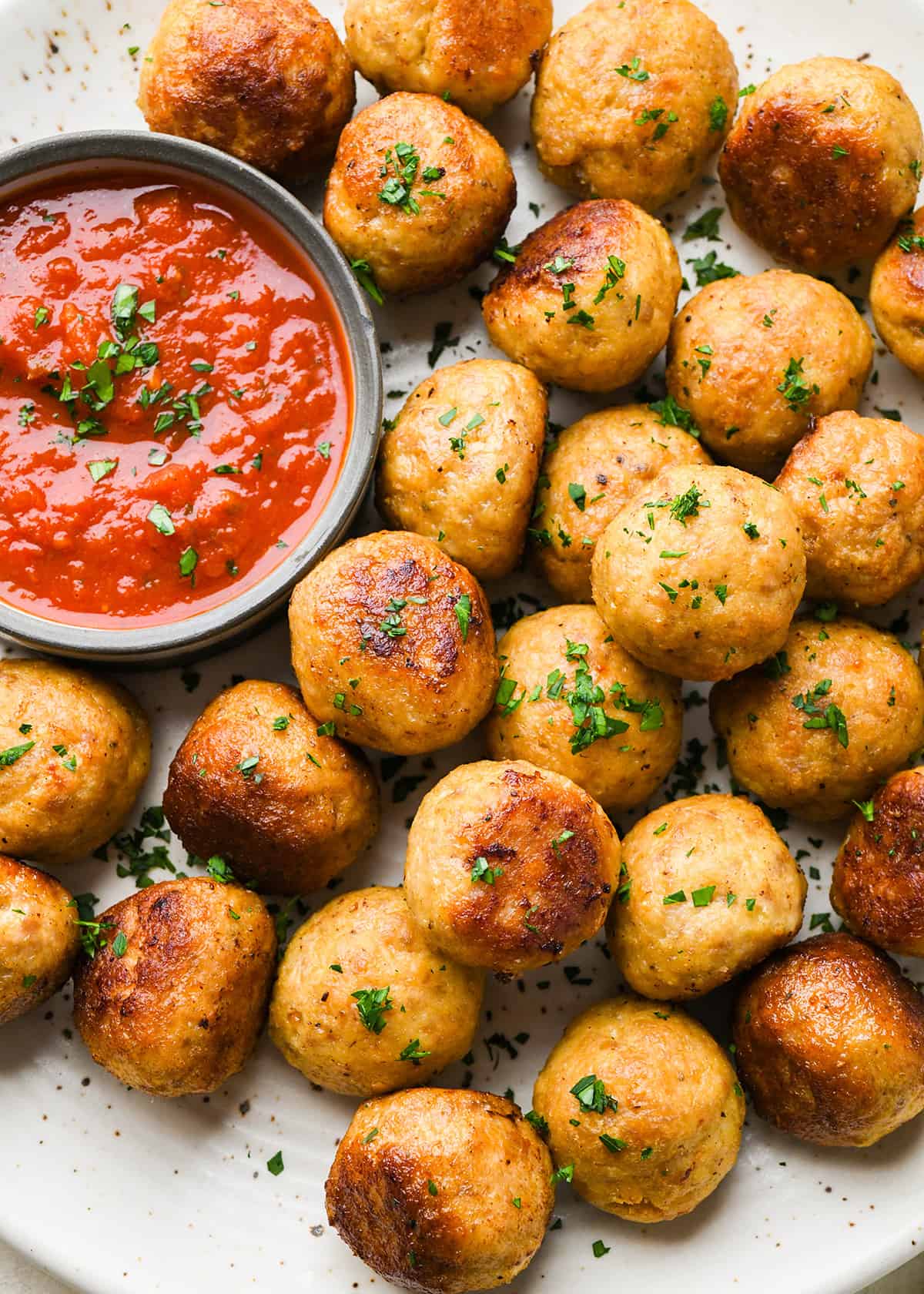 Chicken Meatballs garnished with parsley