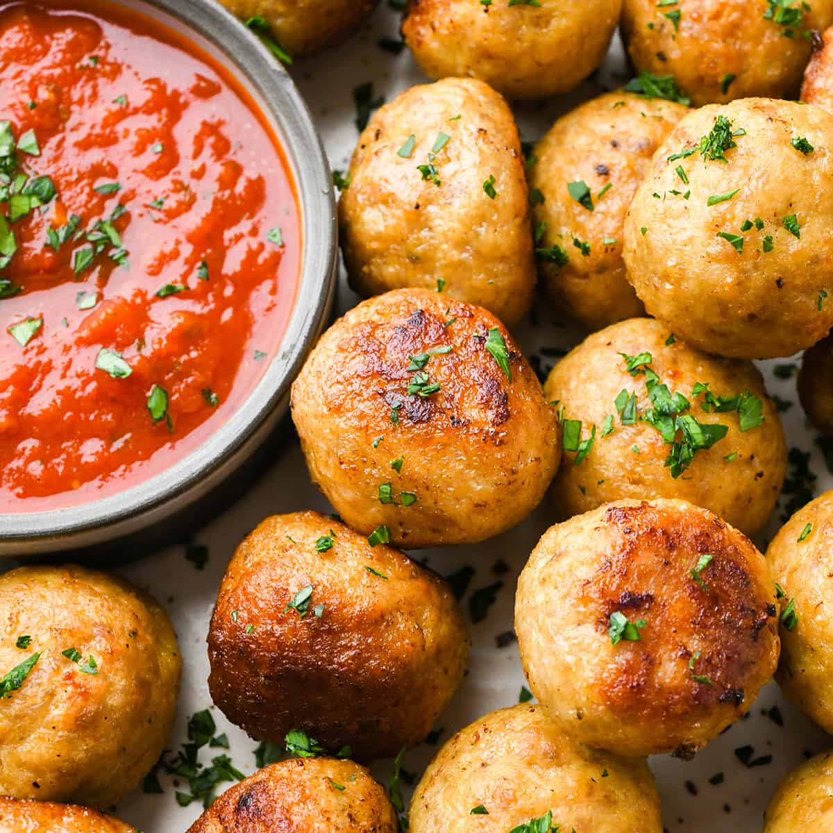 Chicken Meatballs garnished with parsley