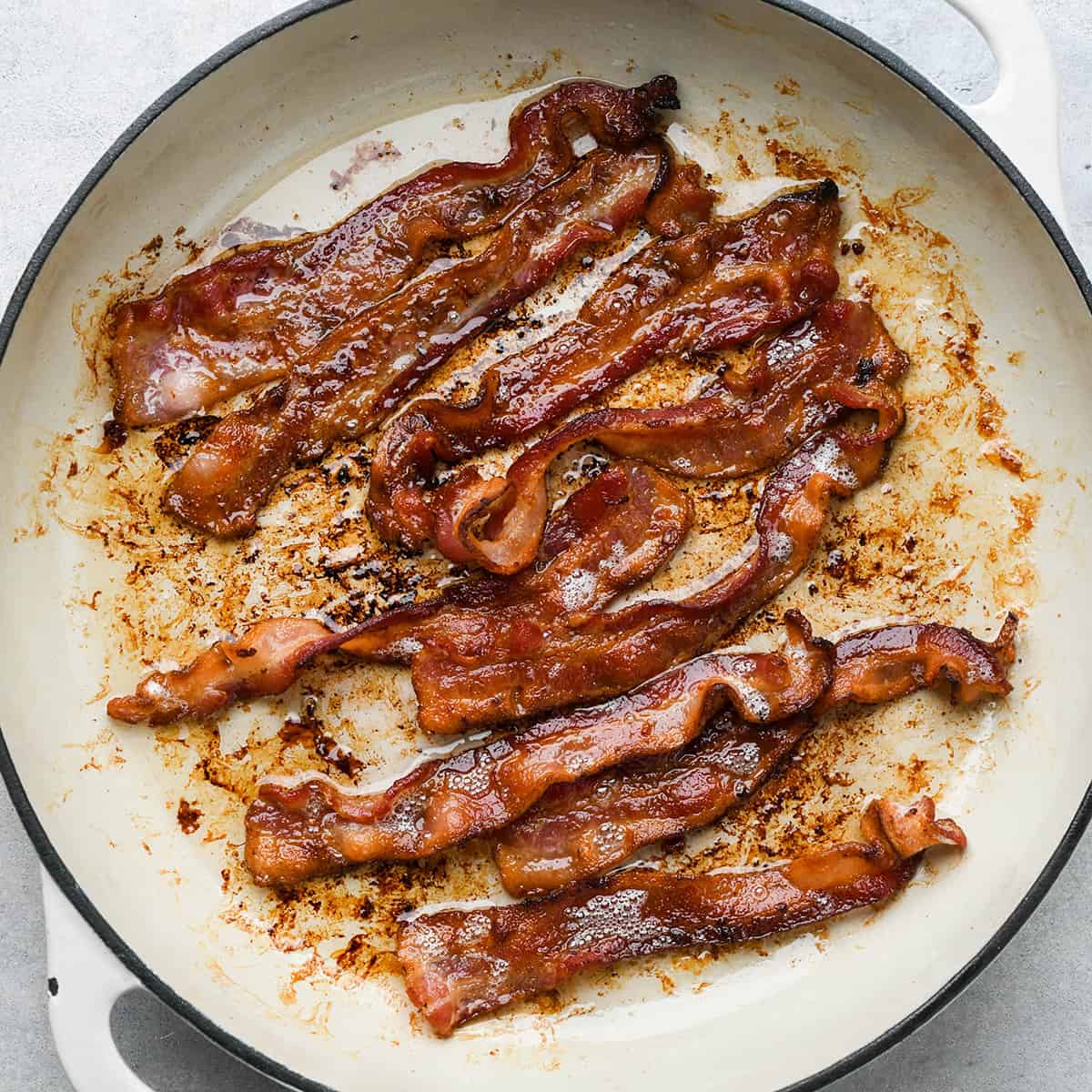 cooked bacon in a pan to use in this Broccoli Salad recipe