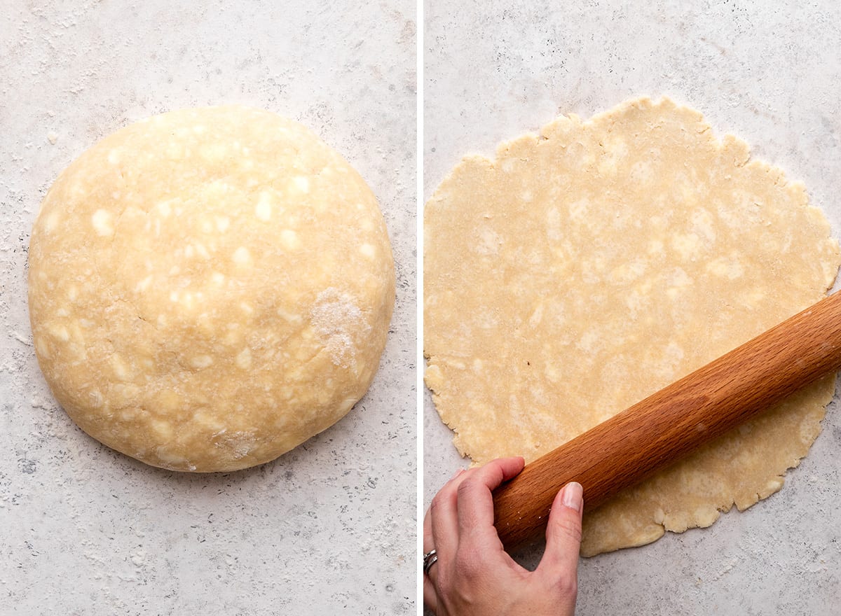 two photos showing how to make brownie pie crust