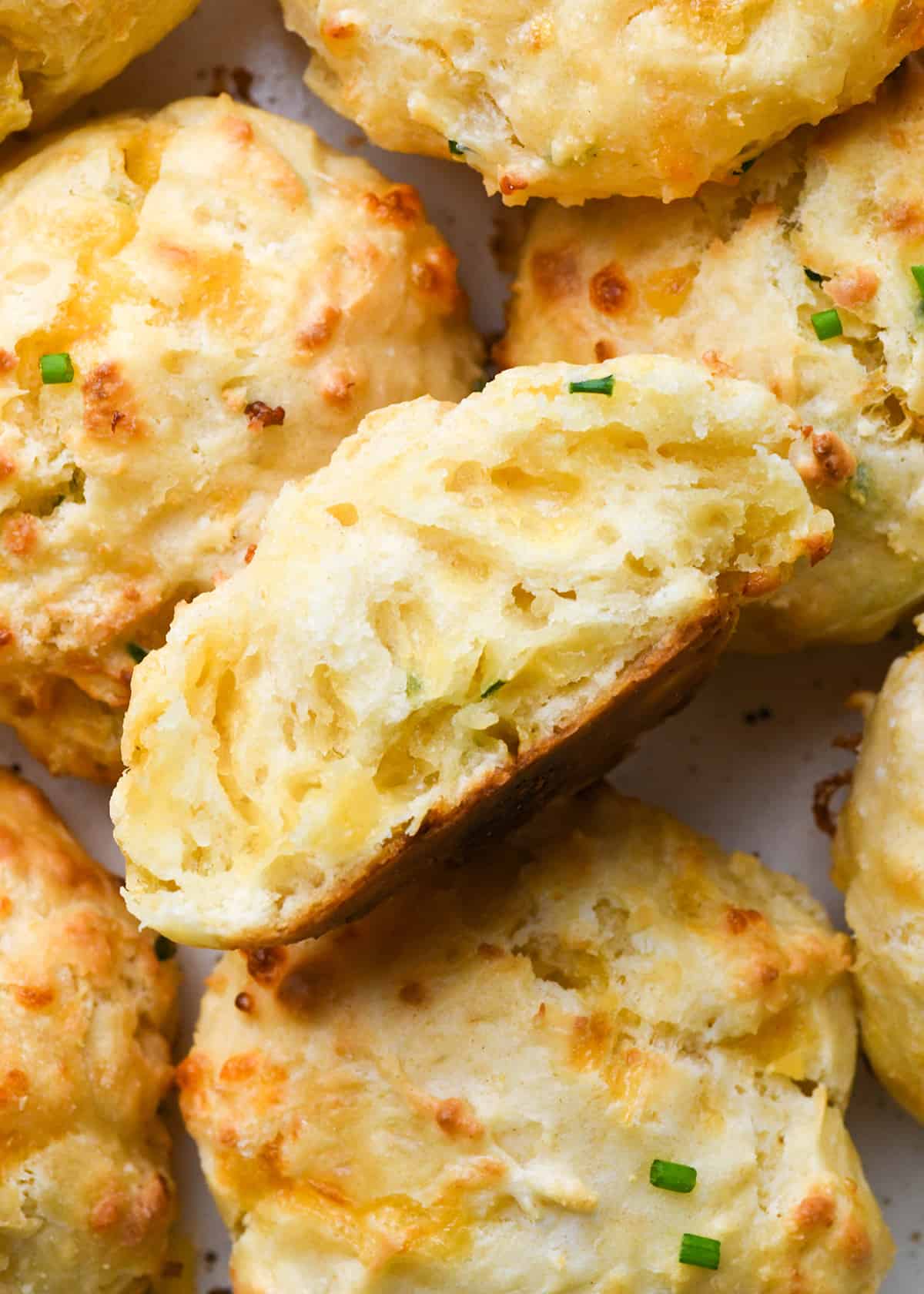 a Cheese Biscuit cut in half so the inside is visible