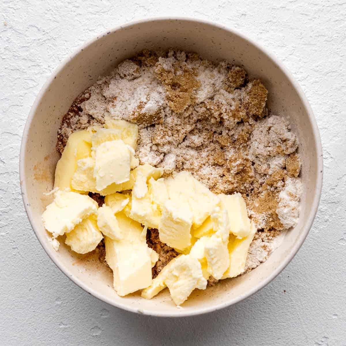 crumb topping ingredients in a small bowl