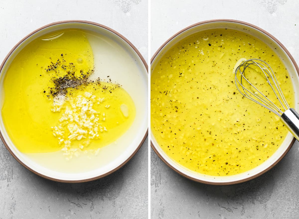 two photos showing How to Make Tabouli dressing