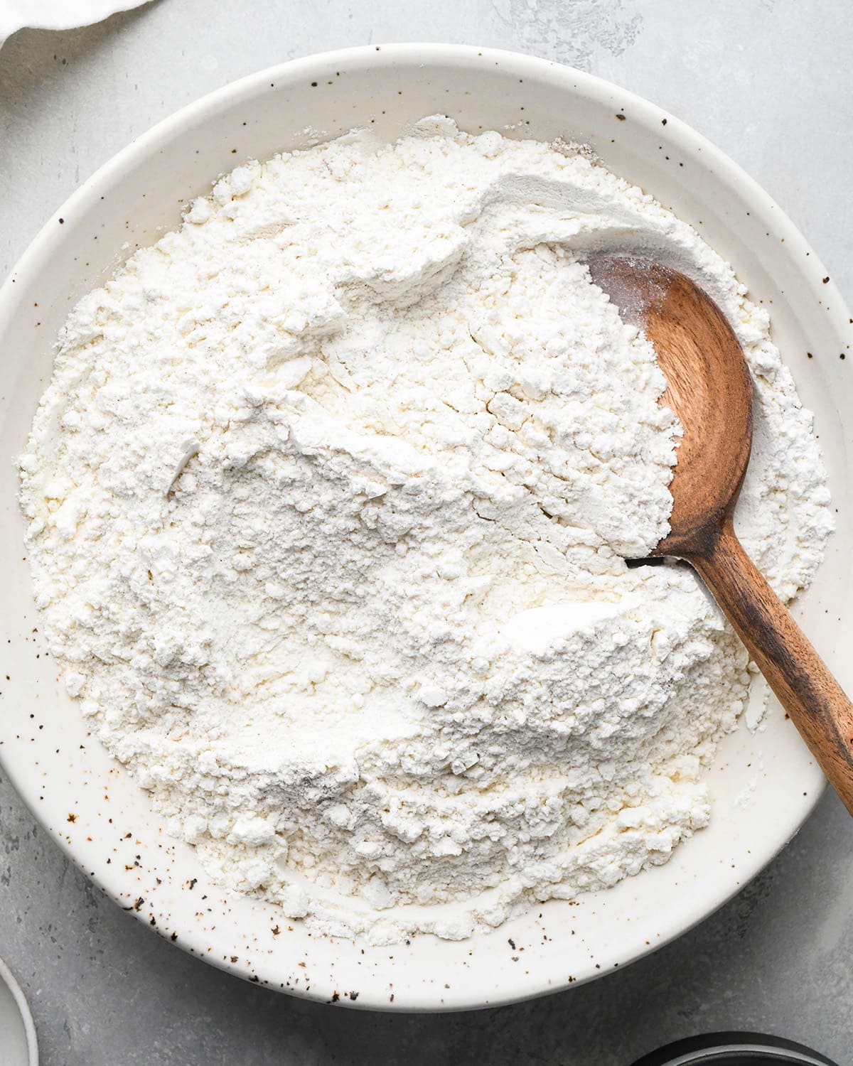 How to Make Waffles - dry ingredients after mixing in a bowl