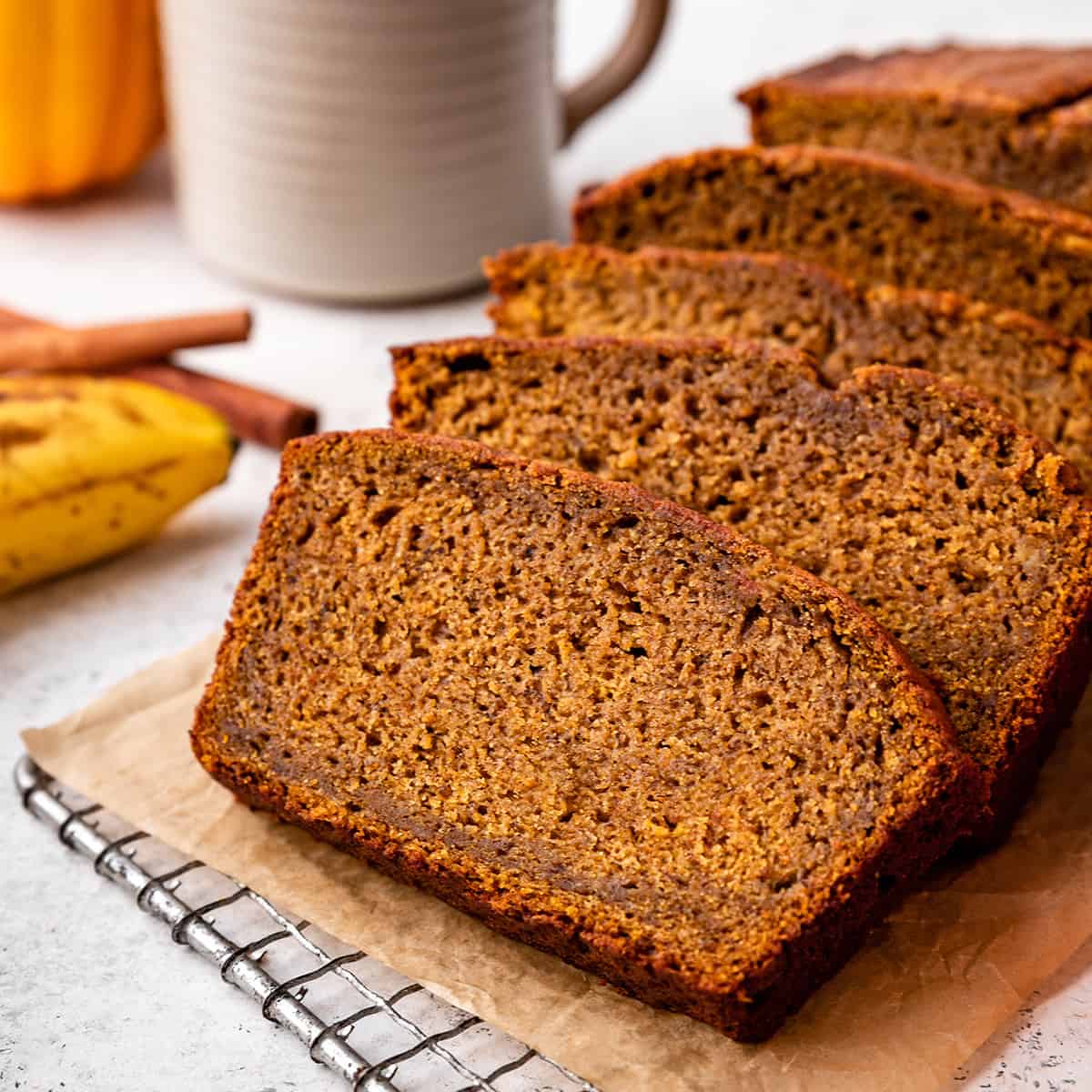 4 slices of Pumpkin Banana Bread